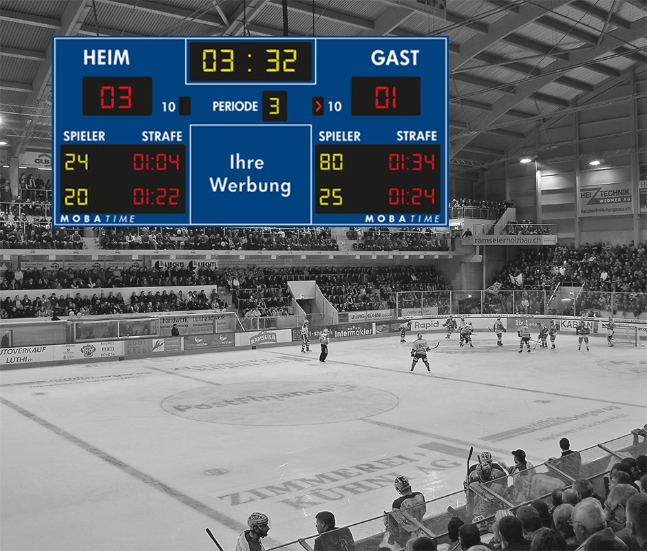 Eishockeyanzeige blau