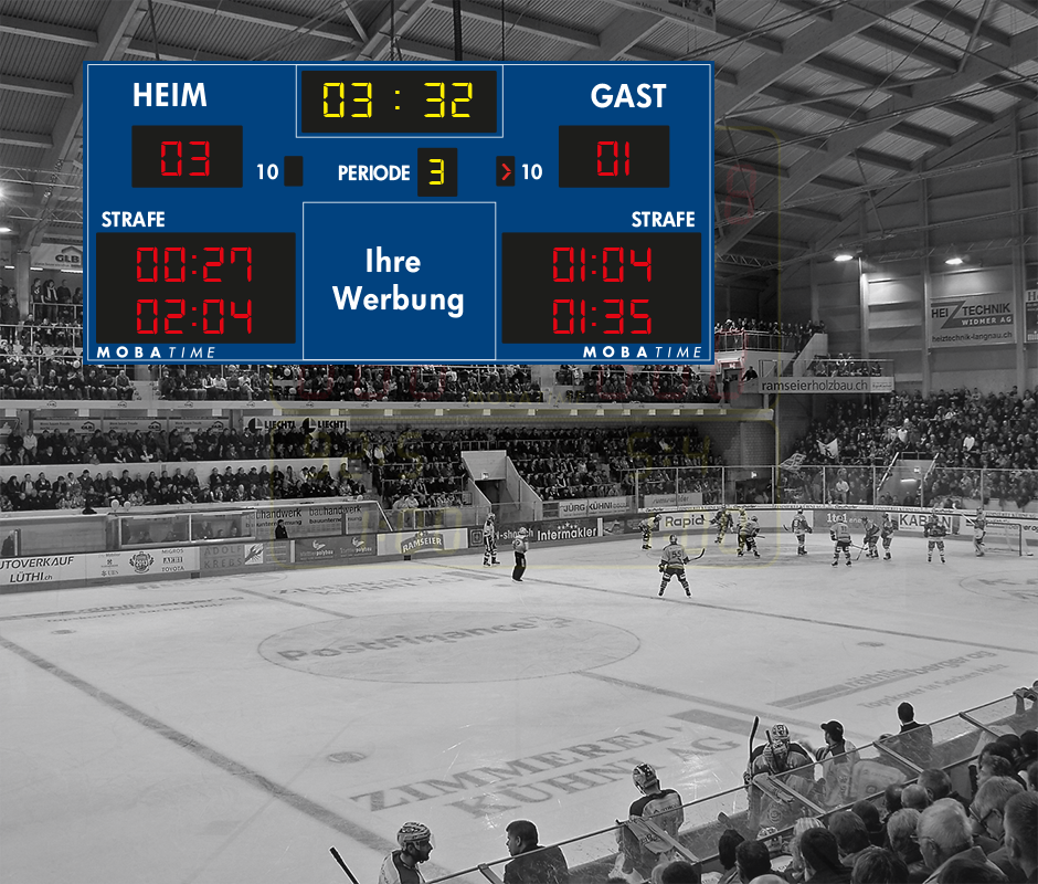 Eishockeyanzeige blau